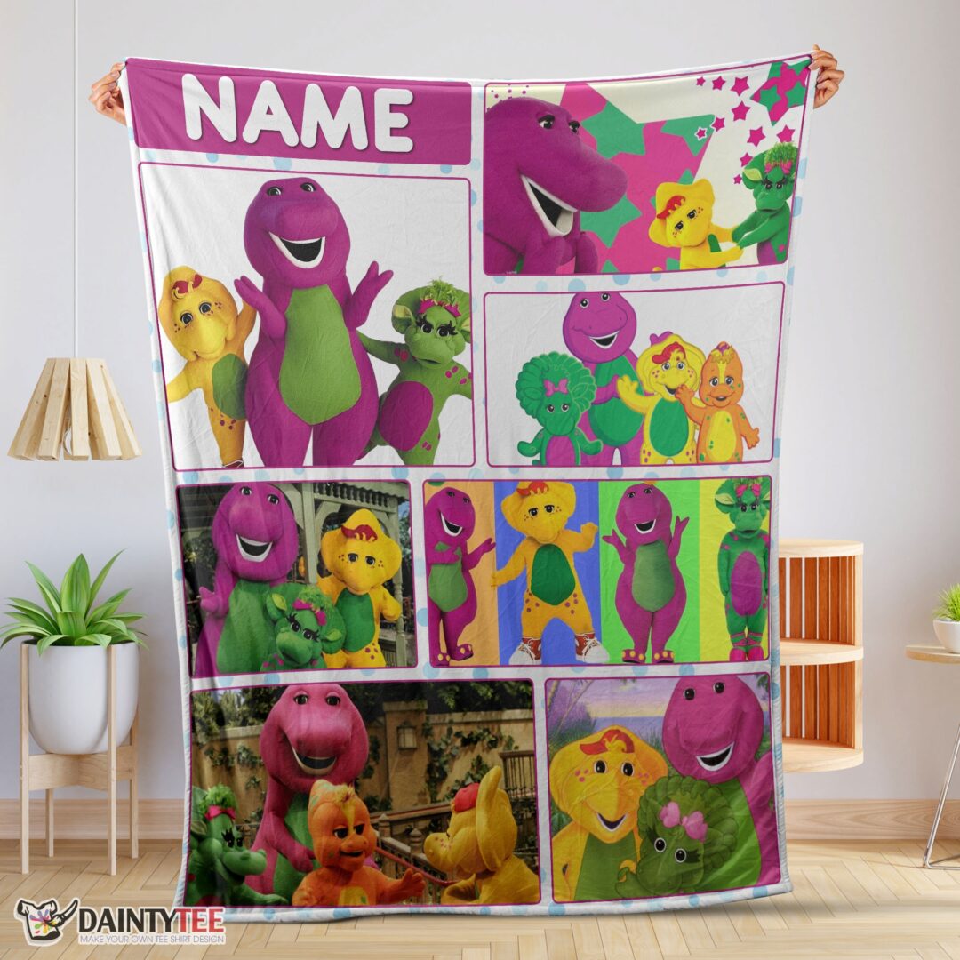 top-barney-friends-characters-collage-blanket-fleece-customized-blanket-mk-01 Top Barney & Friends Characters Collage Blanket Fleece Customized Blanket