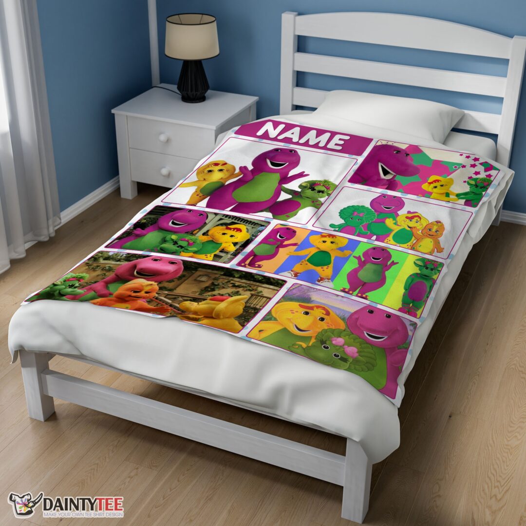 top-barney-friends-characters-collage-blanket-fleece-customized-blanket-mk-02 Top Barney & Friends Characters Collage Blanket Fleece Customized Blanket - Image 4