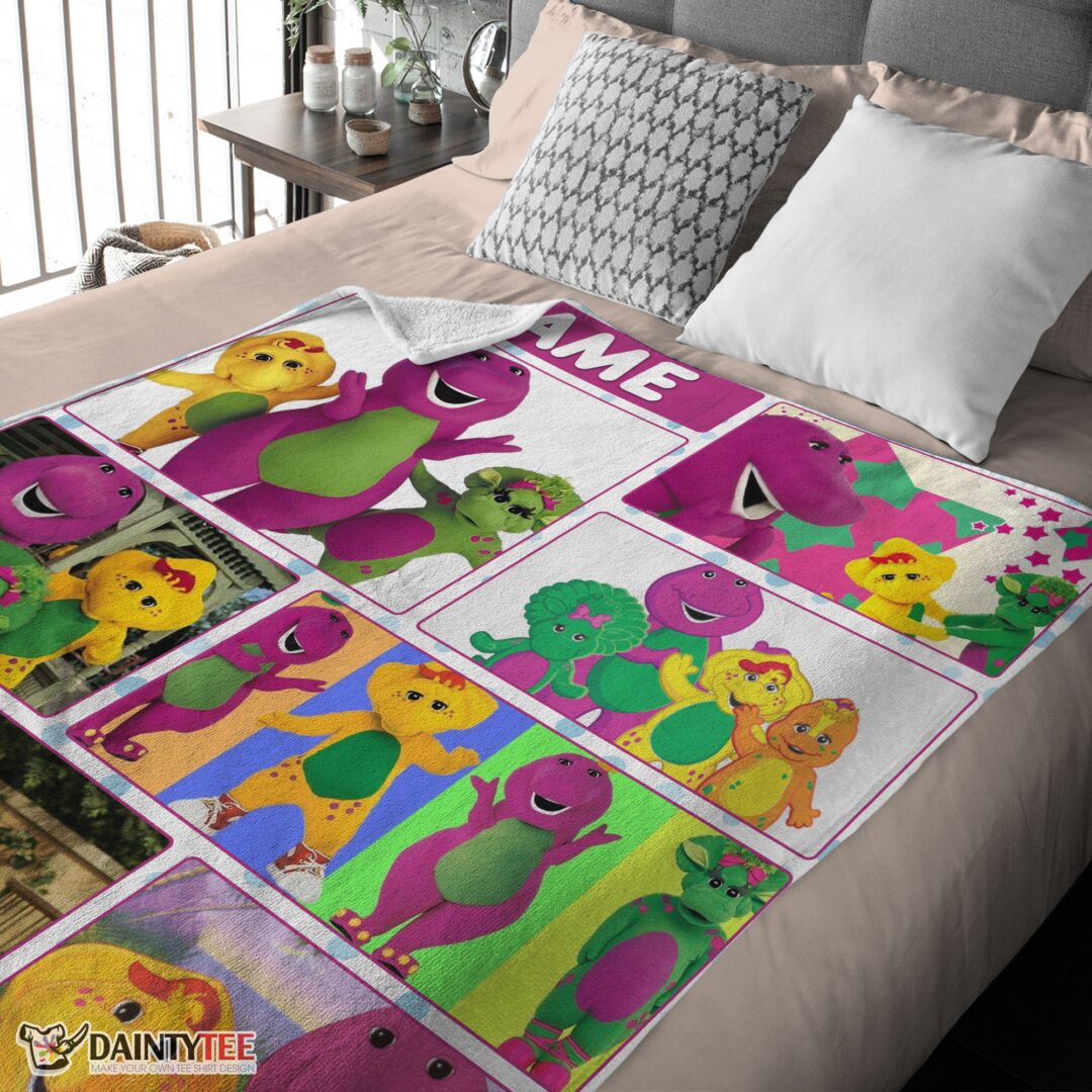 top-barney-friends-characters-collage-blanket-fleece-customized-blanket-mk-03 Top Barney & Friends Characters Collage Blanket Fleece Customized Blanket - Image 3