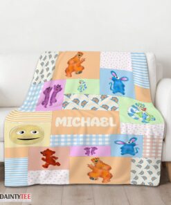Top Bear In The Big Blue House Characters Patchwork Blanket Fleece Customized Blanket - Image 3