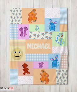 Top Bear In The Big Blue House Characters Patchwork Blanket Fleece Customized Blanket