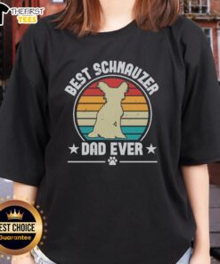 Vintage retro sunset design on a ladies tee celebrating the top best Schnauzer dad ever.