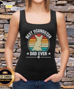 Vintage retro sunset tank top featuring 'Top Best Schnauzer Dad Ever' design, perfect for proud Schnauzer owners.
