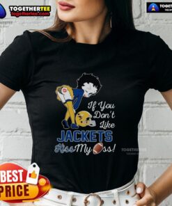 Top Betty Boop ladies tee with 'If You Don't Like Georgia Tech Yellow Jackets, Kiss My Ass' graphic design.