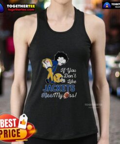 Alt Text: Top Betty Boop tank top with 'If You Don't Like Georgia Tech Yellow Jackets, Kiss My Ass' design.