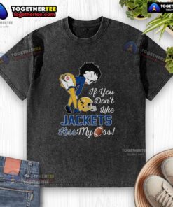 Top Betty Boop graphic on a washed T-shirt saying 'If You Don't Like Georgia Tech Yellow Jackets, Kiss My Ass.'