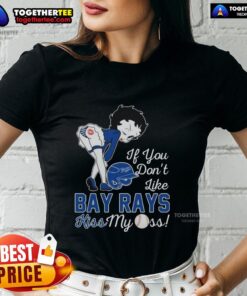 Top Betty Boop 'If You Dont Like Tampa Bay Rays, Kiss My Ass' Ladies Tee featuring fun graphic design and vibrant colors.