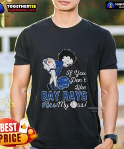 Top Betty Boop 'If You Don't Like Tampa Bay Rays Kiss My Ass' T-Shirt featuring a playful graphic design.