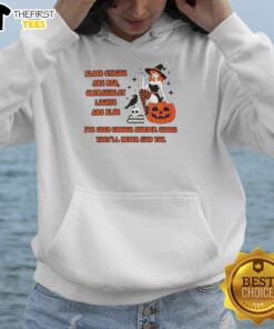 Red hoodie featuring 'Top Blood Stains Are Red, Ultraviolet Lights Are Blue' design, perfect for unique fashion enthusiasts.