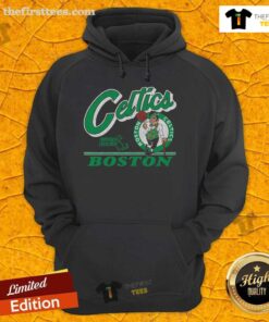 Vintage Boston Celtics Fly-By Hoodie featuring the iconic team logo in green and white, perfect for fans and collectors.