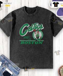 Alt Text: Vintage washed t-shirt featuring the Boston Celtics logo, perfect for fans and collectors of NBA apparel.