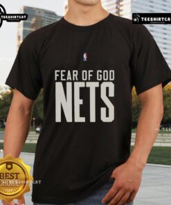 Alt Text: Top Brooklyn Nets NBA Fear Of God T-Shirt featuring stylish design, perfect for fans and collectors.