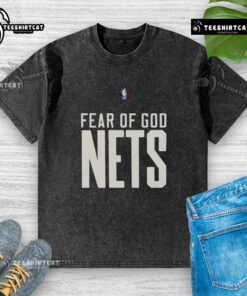 Top Brooklyn Nets NBA Fear of God washed t-shirt featuring stylish design and team logo, perfect for fans.