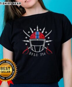 Top Buffalo Bills 716 Helmets and Swords ladies tee featuring vibrant team colors and logo for fans.
