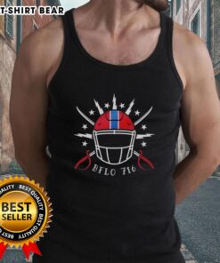 Alt Text: Stylish Top Buffalo Bills 716 helmets and swords tank top, perfect for fans showcasing team spirit and fashion.