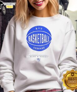 Alt Text: Top BYU Cougars Basketball Rise and Shoot sweatshirt featuring team colors and logo, perfect for fans and athletes.