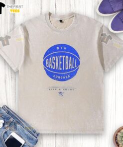 Alt Text: Top BYU Cougars Basketball Rise and Shoot washed t-shirt in navy blue, perfect for fans and casual wear.