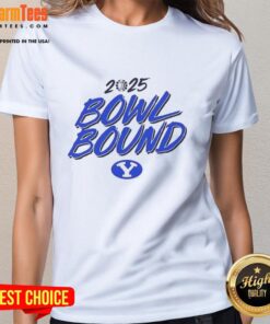Top BYU Football 2025 Bowl Bound Ladies Tee featuring team colors and logo, perfect for fans supporting their team.