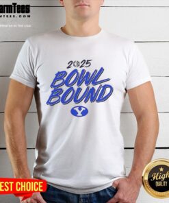 Top BYU Football 2025 Bowl Bound T-Shirt featuring team colors and logo, perfect for fans celebrating the season.