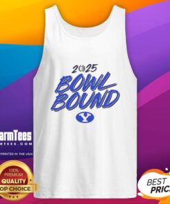BYU Football 2025 Bowl Bound tank top featuring team colors and logo, perfect for fans celebrating the season.