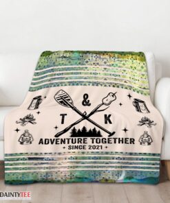 Top Camping Couple Adventure Together Since Blanket Fleece Customized Blanket - Image 3