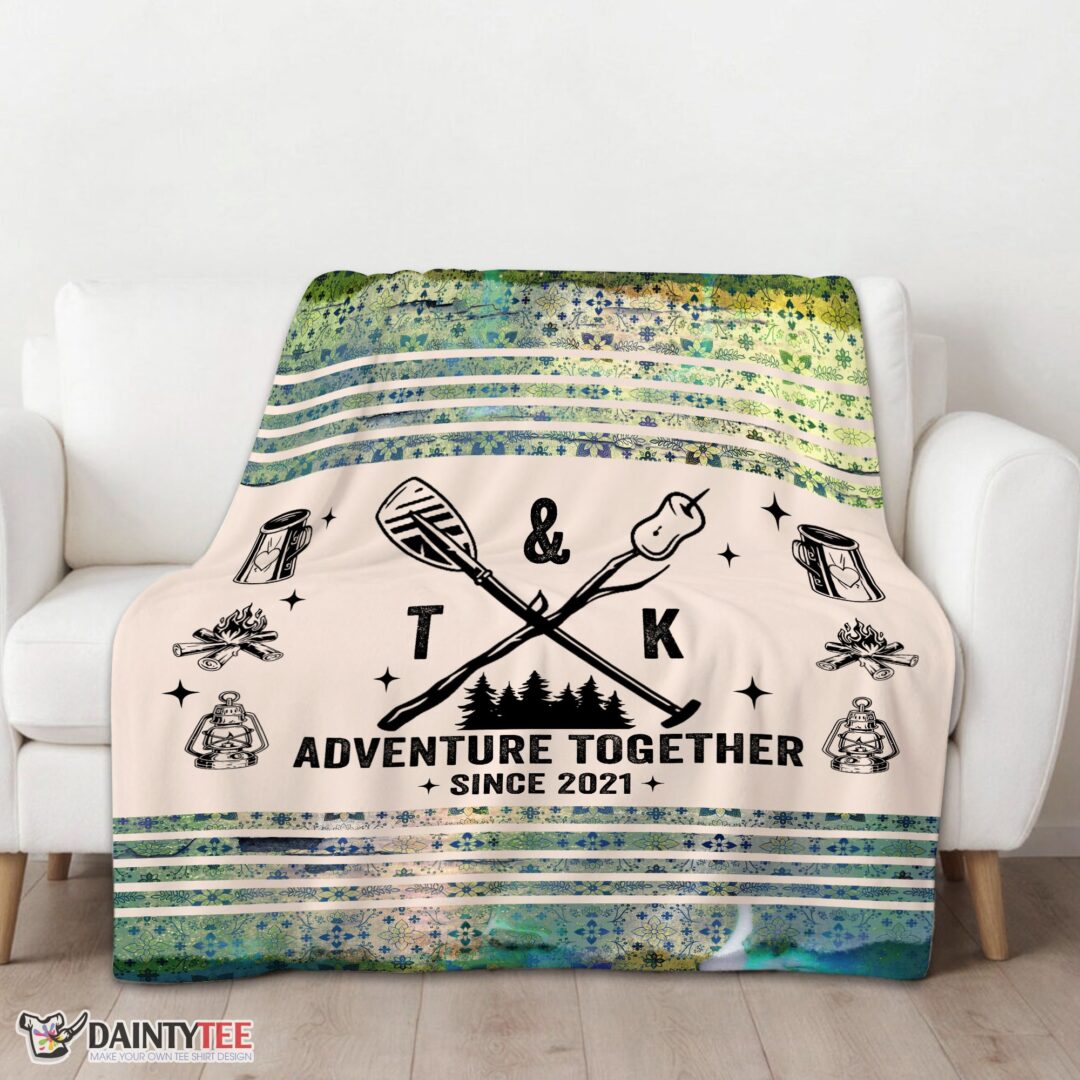 top-camping-couple-adventure-together-since-blanket-fleece-customized-blanket-mk-01 Top Camping Couple Adventure Together Since Blanket Fleece Customized Blanket - Image 3
