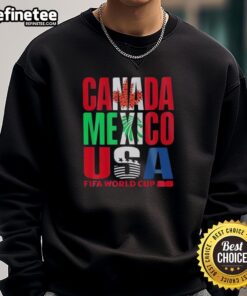 Cozy sweatshirt featuring 'Top Canada Mexico USA FIFA World Cup 2026' design, perfect for soccer fans and tournament supporters.