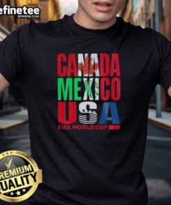 Top Canada Mexico USA FIFA World Cup 2026 T-Shirt featuring vibrant design celebrating the tournament in North America.