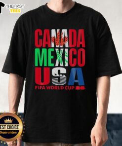Top Canada Mexico USA FIFA World Cup 2026 T-Shirt featuring vibrant graphics celebrating the tournament.