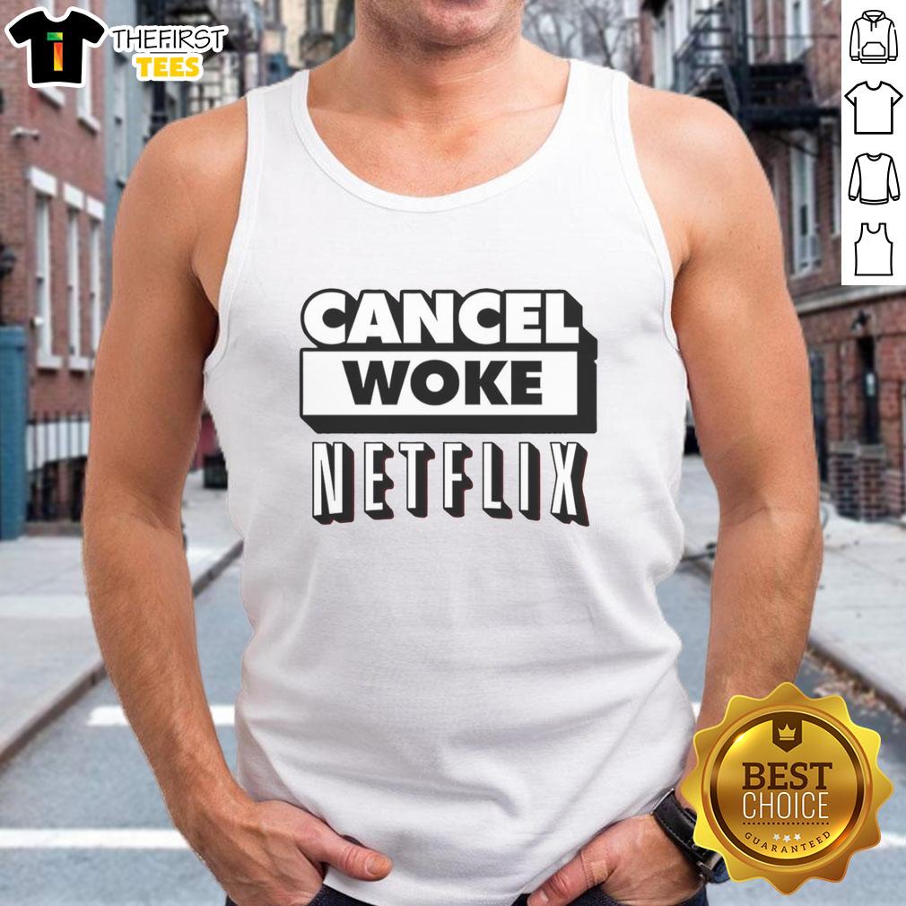 top-cancel-woke-netflix-elon-musk-tank-top Elon Musk tank top featuring 'Cancel Woke Netflix' slogan, perfect for fans of pop culture and social commentary.