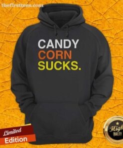 Cozy 'Top Candy Corn Sucks' hoodie in vibrant colors, perfect for Halloween and candy corn enthusiasts.