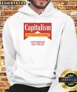 Top Capitalism Is Voluntary Cooling Performance Crew Hoodie in black, showcasing a trendy design for casual wear.