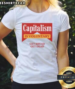 Top Capitalism Is Voluntary Cooling Performance Crew Ladies Tee featuring a stylish design for comfort and casual wear.