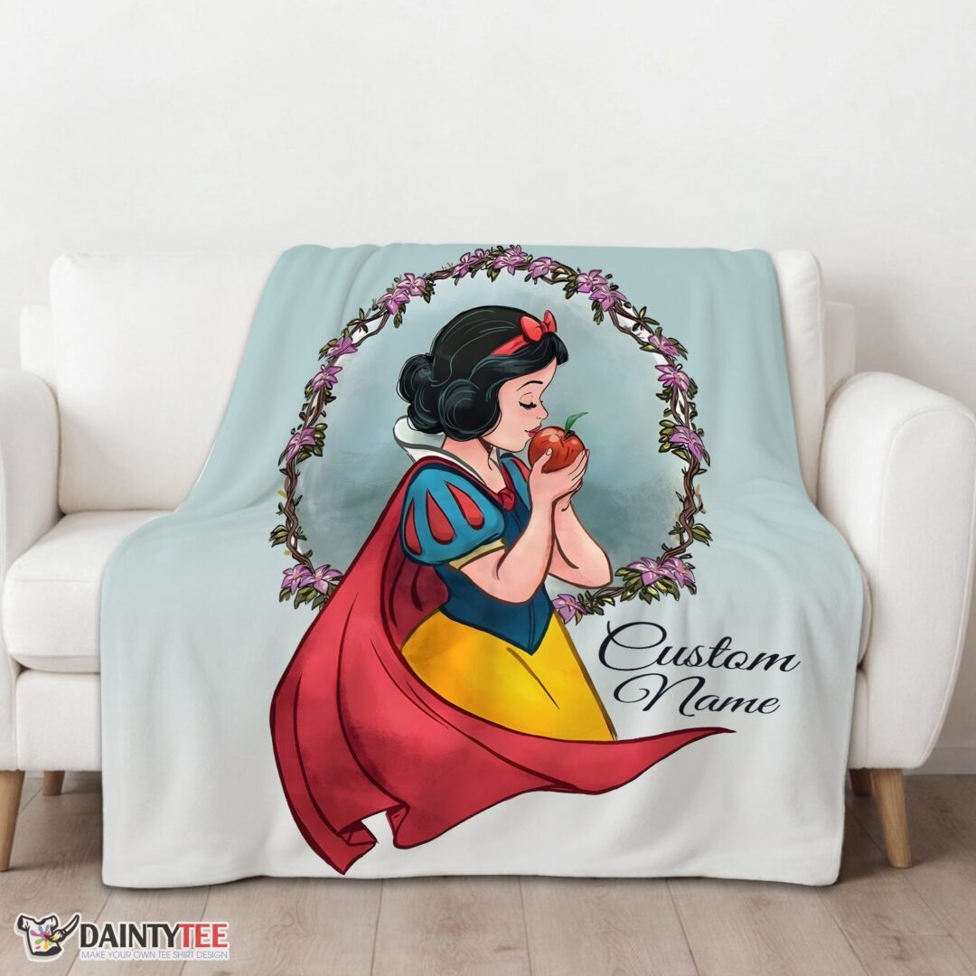 top-cartoon-disney-snow-white-princess-blanket-fleece-customized-blanket-mk-01 Top Cartoon Disney Snow White Princess Blanket Fleece Customized Blanket - Image 3
