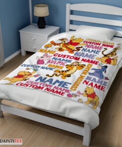 Top Cartoon Disney Winnie The Pooh With Friends Blanket Fleece Customized Blanket - Image 3