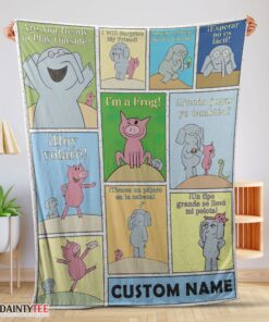 Top Cartoon Elephant & Piggie Blanket Fleece Customized Blanket