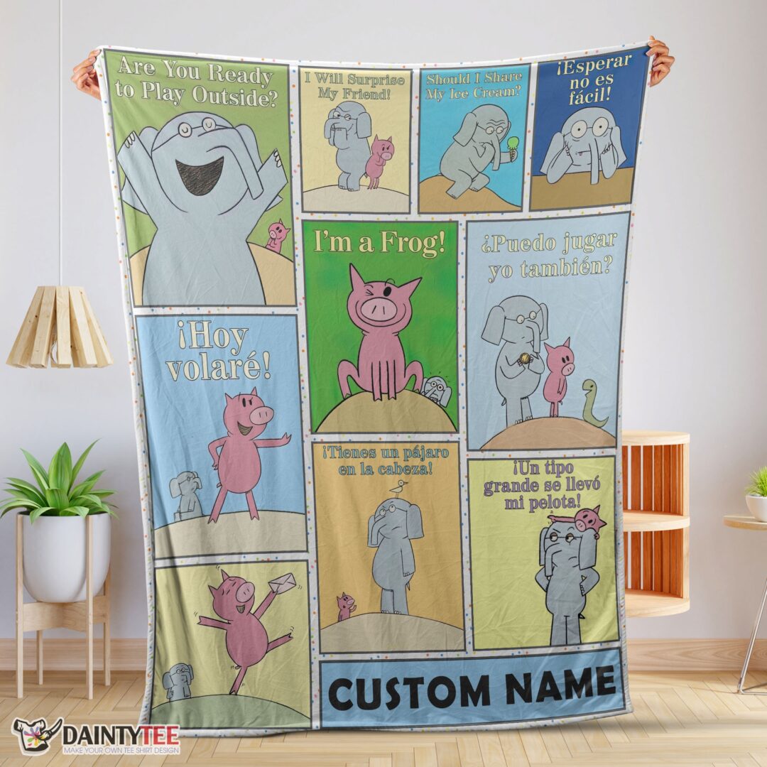 top-cartoon-elephant-piggie-blanket-fleece-customized-blanket-mk-01 Top Cartoon Elephant & Piggie Blanket Fleece Customized Blanket