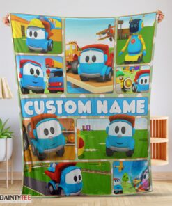 Top Cartoon Leo The Truck With Friends Blanket Fleece Throw Customized Blanket