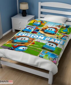 Top Cartoon Leo The Truck With Friends Blanket Fleece Throw Customized Blanket - Image 3