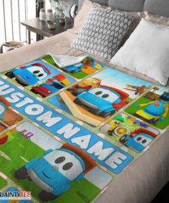 Top Cartoon Leo The Truck With Friends Blanket Fleece Throw Customized Blanket - Image 4