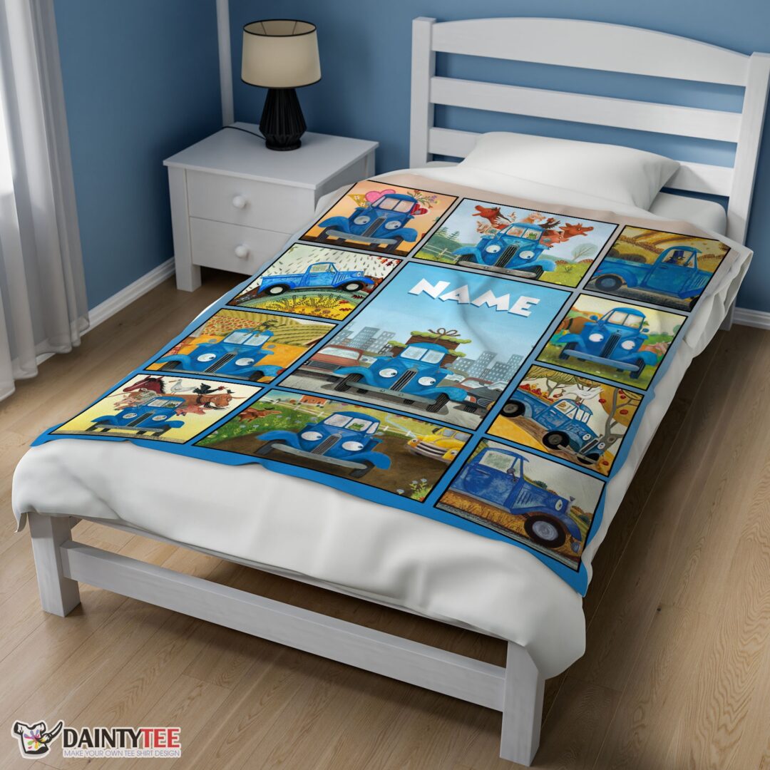 top-cartoon-little-blue-truck-cute-blanket-fleece-customized-blanket-mk-02 Top Cartoon Little Blue Truck Cute Blanket Fleece Customized Blanket - Image 3