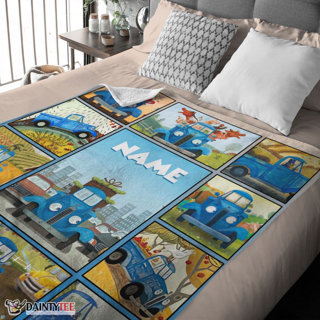 top-cartoon-little-blue-truck-cute-blanket-fleece-customized-blanket-mk-03 Top Cartoon Little Blue Truck Cute Blanket Fleece Customized Blanket - Image 4