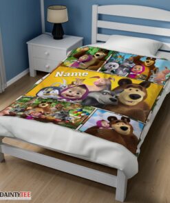 Top Cartoon Marsha And The Bear Family Cute Blanket Fleece Customized Blanket - Image 3