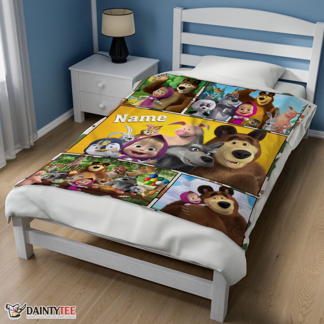 top-cartoon-marsha-and-the-bear-family-cute-blanket-fleece-customized-blanket-eliana-mk-02 Top Cartoon Marsha And The Bear Family Cute Blanket Fleece Customized Blanket - Image 3