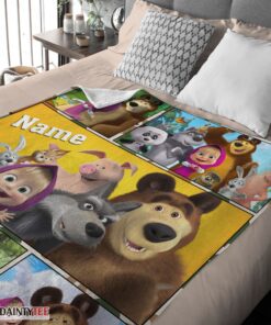 Top Cartoon Marsha And The Bear Family Cute Blanket Fleece Customized Blanket - Image 4