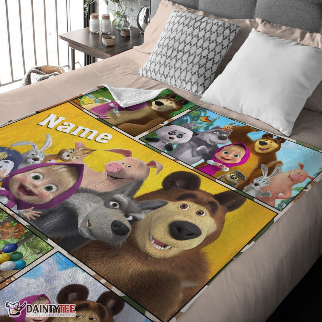 top-cartoon-marsha-and-the-bear-family-cute-blanket-fleece-customized-blanket-eliana-mk-03 Top Cartoon Marsha And The Bear Family Cute Blanket Fleece Customized Blanket - Image 4