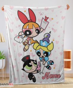 Top Cartoon Network The Powerpuff Girls Nurse Blanket Fleece Customized Blanket