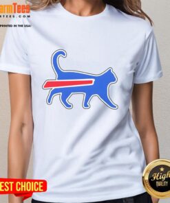 Funny football team meme featuring Top Cat Bills on a ladies tee, perfect for sports fans and humor lovers.