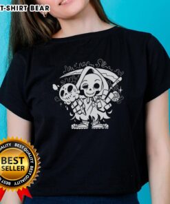 Stylish Top Chill Reaper Ladies Tee featuring a fun graphic design, perfect for casual wear and expressing unique style.