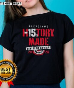Alt Text: Top Cleveland Baseball History 2025 Division Champs Ladies Tee featuring a stylish design and team colors.